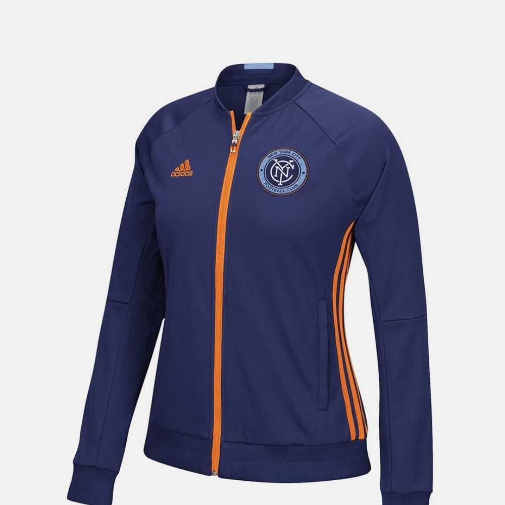 Adidas Dark Blue Jacket with Bright Orange Details